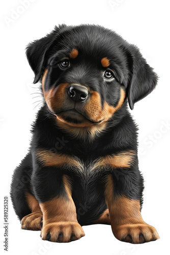 Rottweiler cute dog with a transparent background. Generative AI