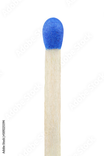 Closeup of blue match isolated on transparent background