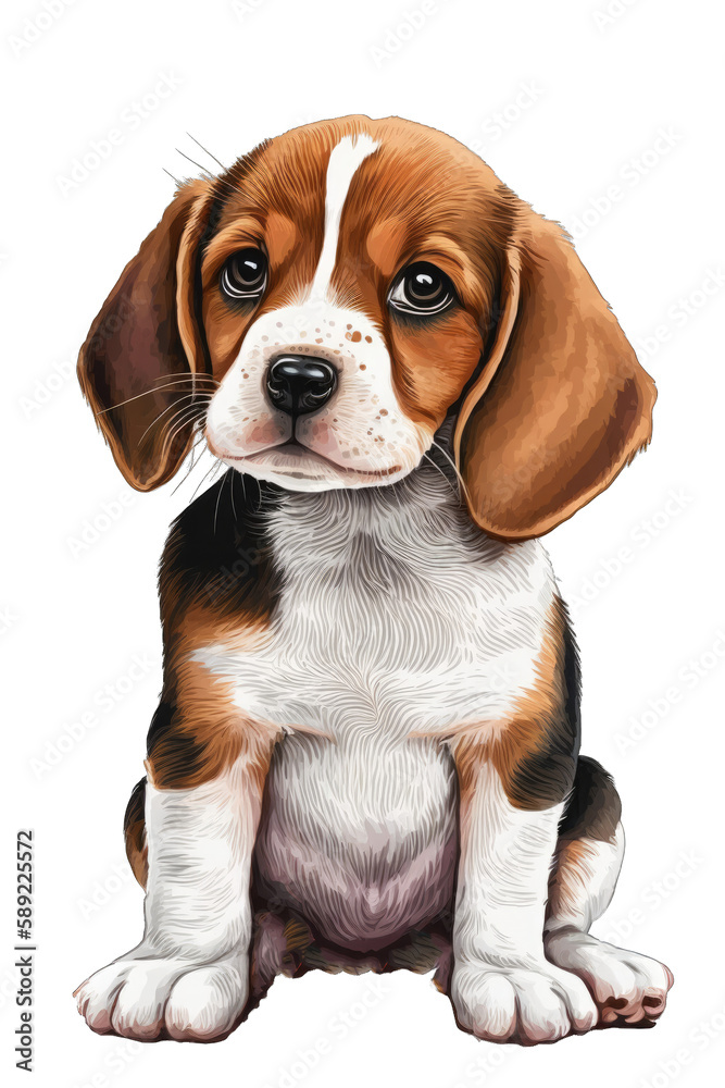 Beagle cute dog with a transparent background. Generative AI