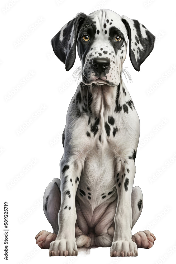 Great Dane cute dog with a transparent background. Generative AI