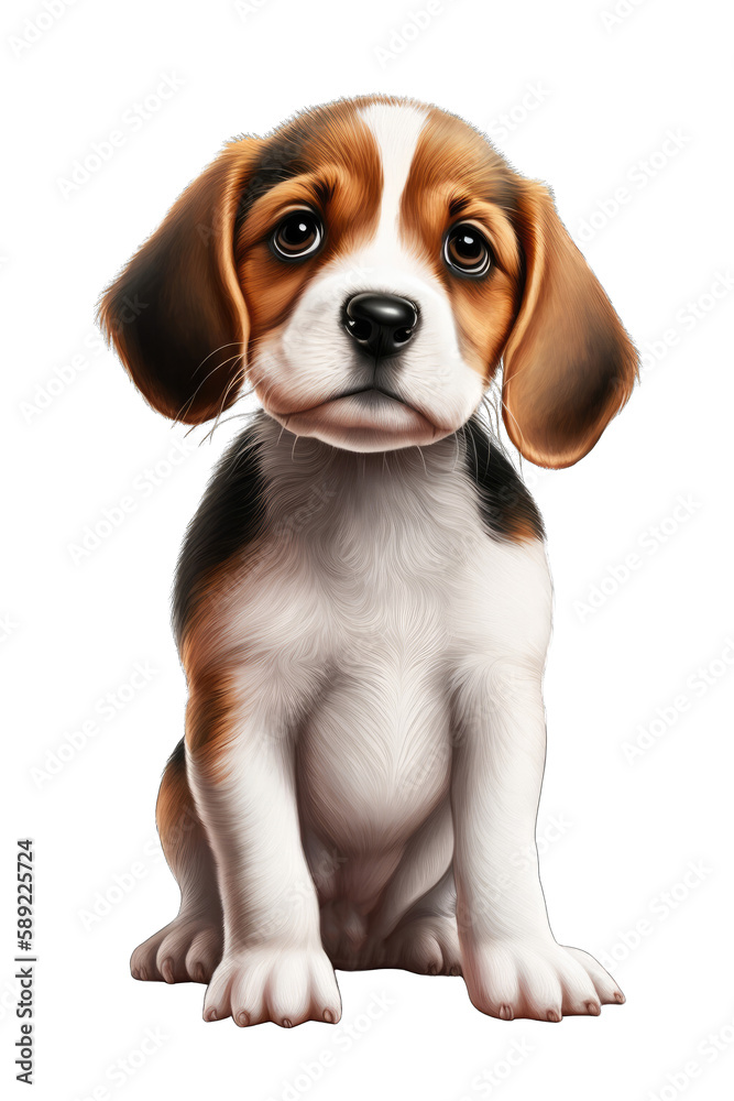 Beagle cute dog with a transparent background. Generative AI