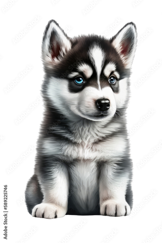 Siberian Husky cute dog with a transparent background. Generative AI Siberian Husky cute dog with a transparent background. Generative AI