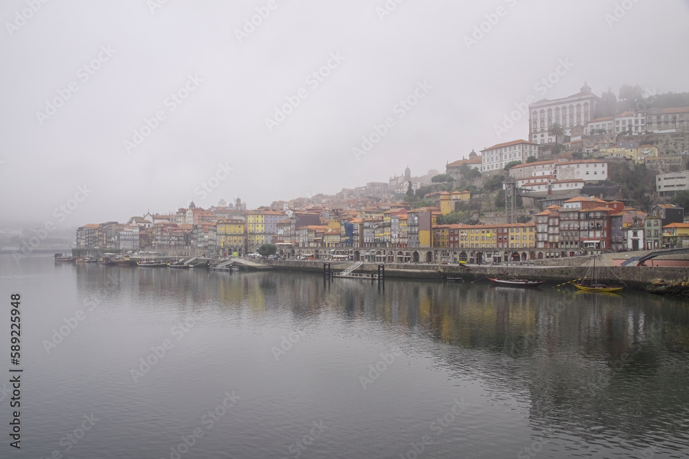 Douro river in a foggy morning