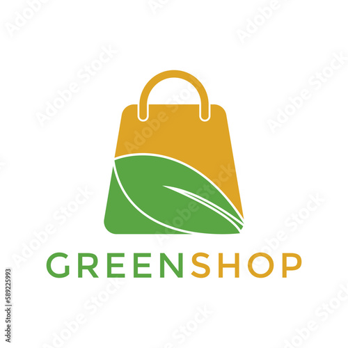 green shopping bag logo for business