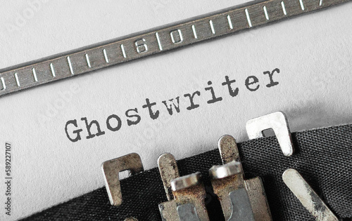 Text Ghostwriter typed on retro typewriter