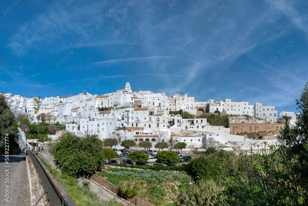 Panoramic view of Vejer de la Frontera, a nice white village in the province of Cadiz, in Andalusia, Spain
