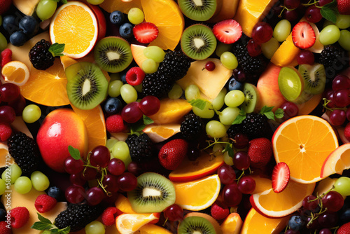 Nahtloses  sich wiederholendes Muster - Fruchtsalat  Obst