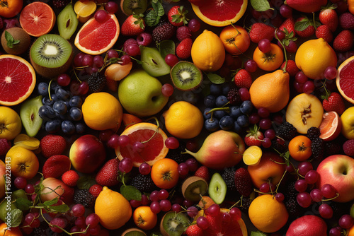 Nahtloses  sich wiederholendes Muster - Fruchtsalat  Obst