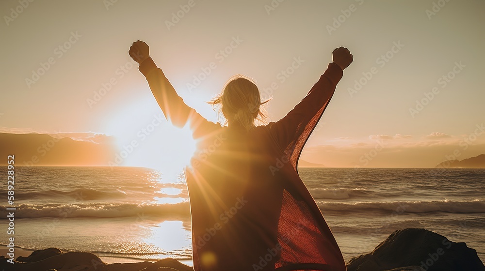 Φωτογραφία Sunset Embrace: Feminine Empowerment, Women Reaching for the Sun, Celebrating St