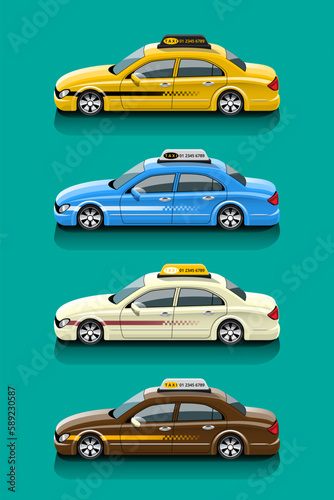 Taxi car service mockup for brands and Car Games. Illustrations for games and advertisements