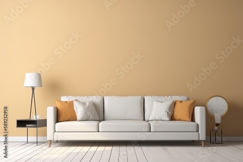 Modern luxury living room   Modern interior living room design   3d rendering of modern living room with white sofa   Panoramic grey living room   Colourful living room interior ,Generative AI © Azar