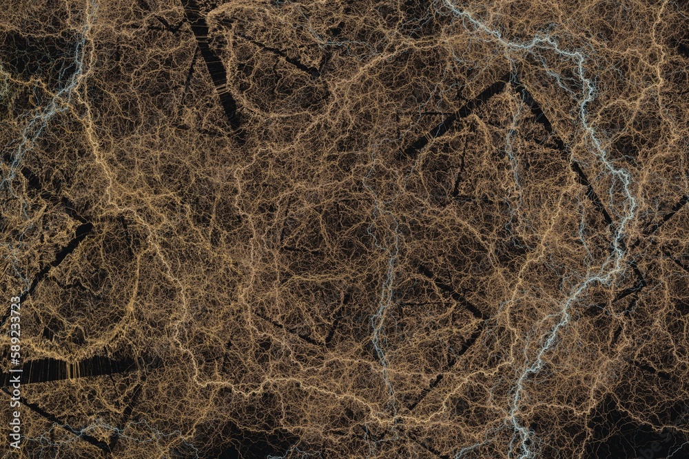 Dark orange pattern of crooked waves on a black background. Abstract fractal 3D rendering Dark orange pattern of crooked waves on a black background. Abstract fractal 3D rendering