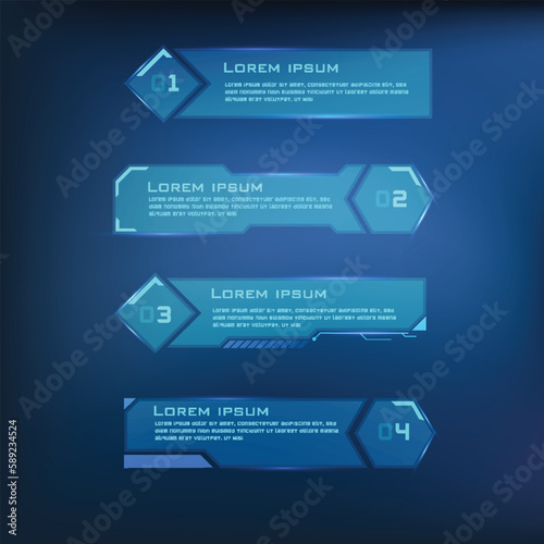 button set Techno-futuristic style sci-fi color blue 13