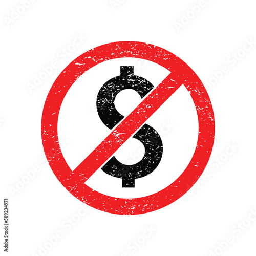 No dollar vector icon. Flat No dollar pictogram is isolated on a white background.