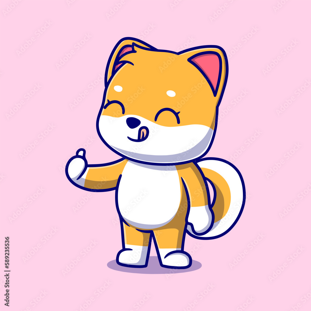 Cute shiba inu cartoon icon illustration. funny gift cartoon. Business icon concept. Flat cartoon style Cute shiba inu cartoon icon illustration. funny gift cartoon. Business icon concept. Flat cartoon style