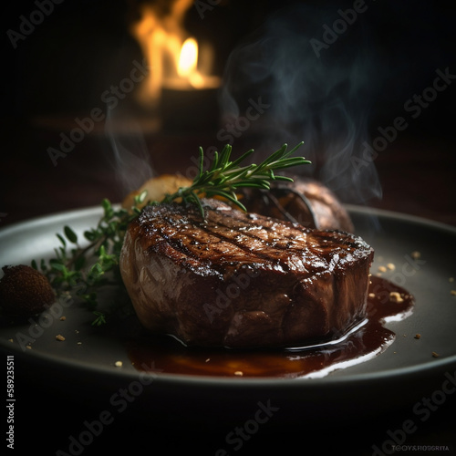 Juicy Steak on a Sizzling Hot Plate - Perfect for a Delicious Dinner!