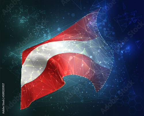 Austria,  vector flag, virtual abstract 3D object from triangular polygons on a blue background
