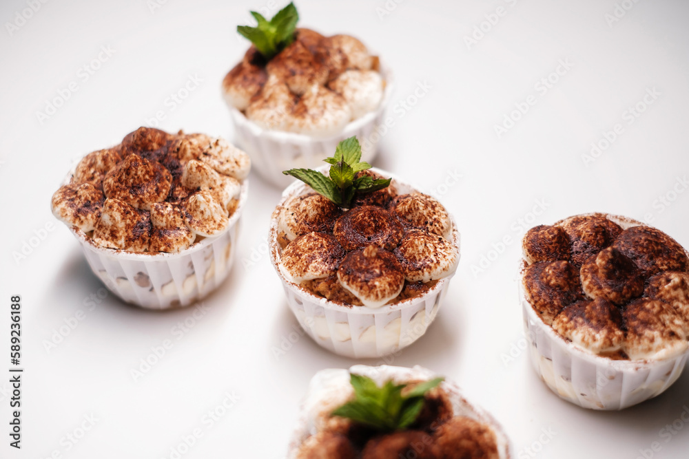 Cakes with chocolate and mint. Food delivery. Homemade baking. Cakes with chocolate and mint. Food delivery. Homemade baking.