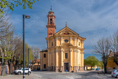 Sommariva del Bosco, Cuneo, Italy - April 05, 2023: Sanctuary of the Blessed Virgin Mary of St. John (17th cent.)