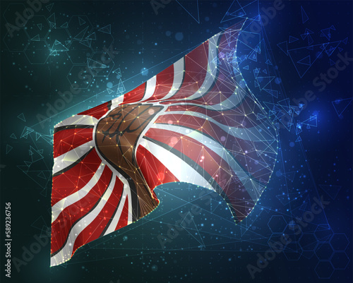 Protest,  vector flag, virtual abstract 3D object from triangular polygons on a blue background