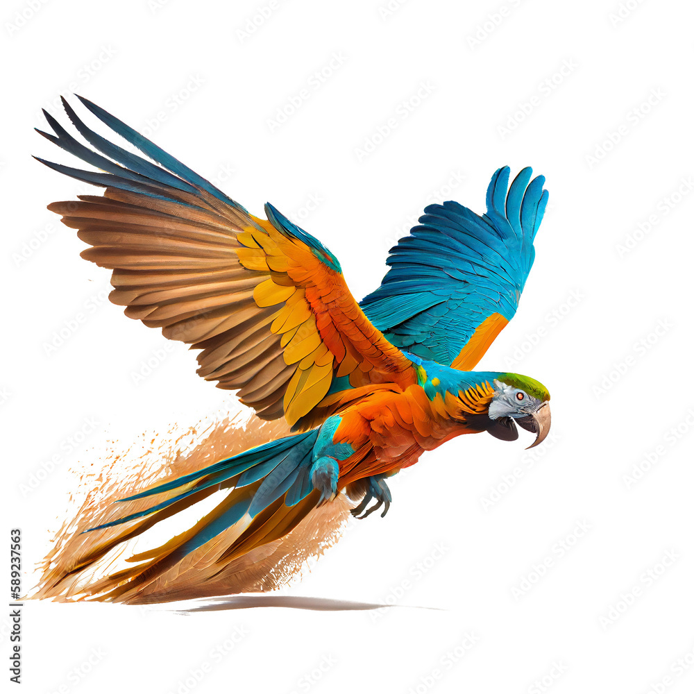 blue and yellow macaw PNG file on transparent background Easy for assembling in projects. generative AI