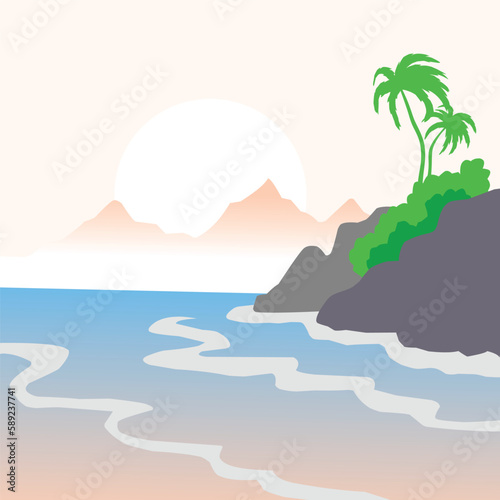 natural beach illustration design