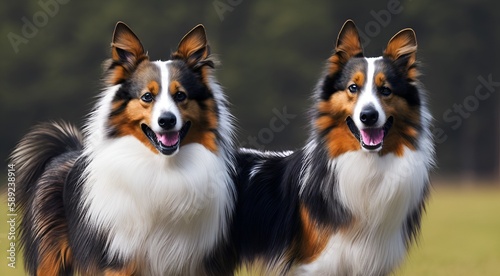 Shetland sheepdog breed dog, sheltie, mammal, pet, domestic animal - AI generated, generative AI   © SaschaAntich