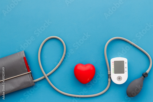 Blood pressure and heart rate test by medical blood pressure monitor