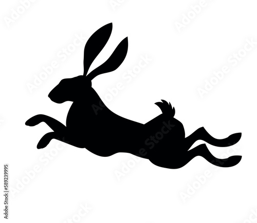 running hare vector silhouette black one