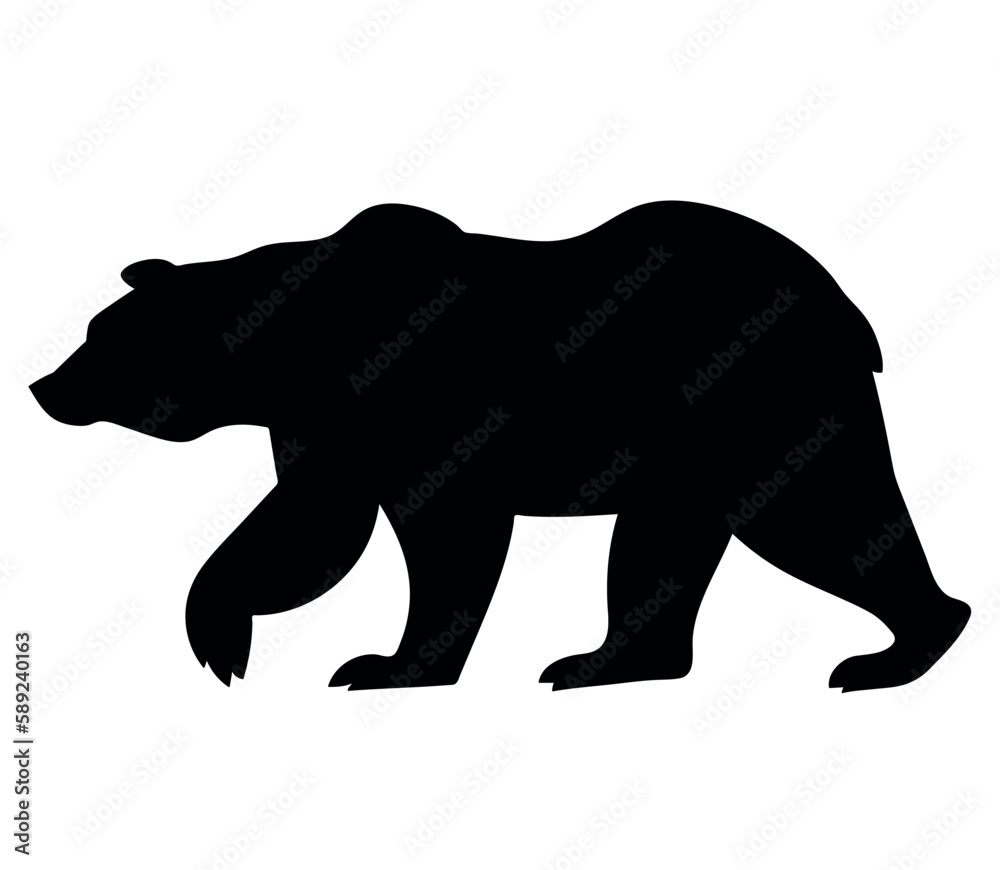Fototapeta premium brown bear walking vector silhouette black one