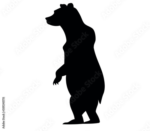 brown bear vertical vector silhouette black one