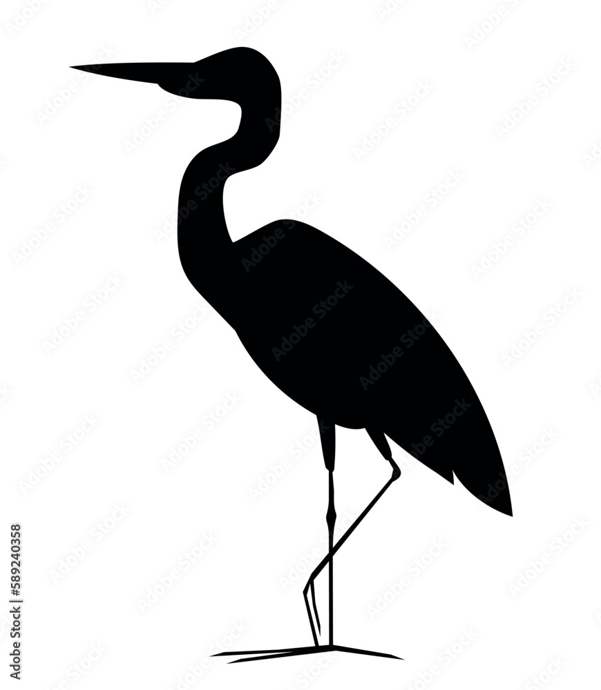 heron vector silhouette black one