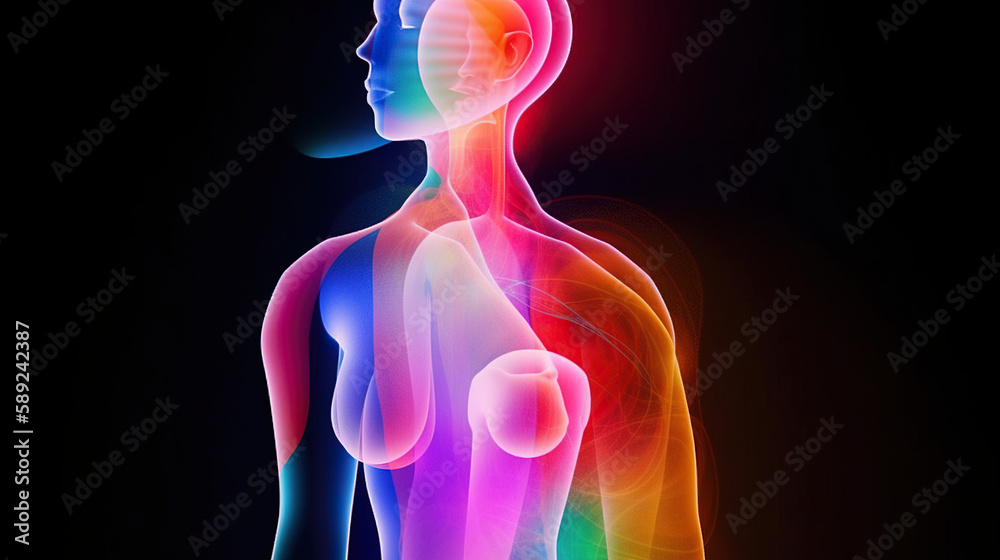 Human Energy Body and Aura in Different Colors. Created with Generative AI. Human Energy Body and Aura in Different Colors. Created with Generative AI.