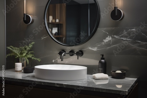 Designing a bathrom modern and sleek aesthetic  rary and artistic feel  Chosing the right lighting for bathrom    generative artificial intelligence