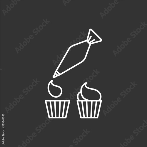 Piping bag icon, editable stroke, line style
