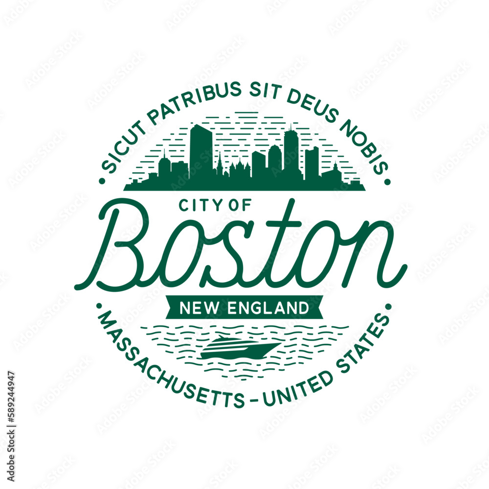Boston Massachusetts vector design template.