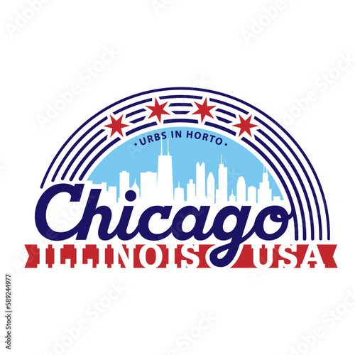 Chicago, Illinois, USA. Logo design template. Vector and illustration.