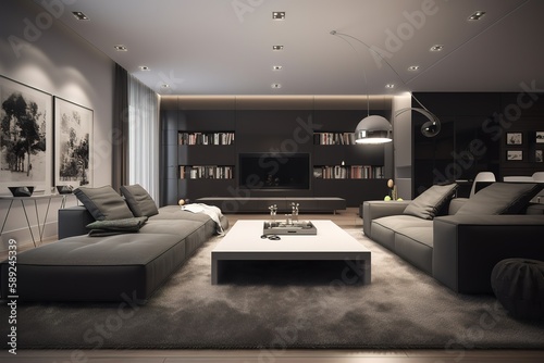 Living room in luxury home   Design Scandinavian interior of living room   luxury living room interior and decoration   modern living room   beautiful apartment  interior  Generative AI
