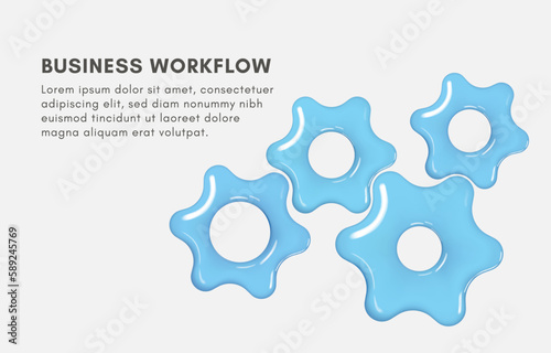 3D set of gears, Business workflow or cooperation concept, Vector illustration.