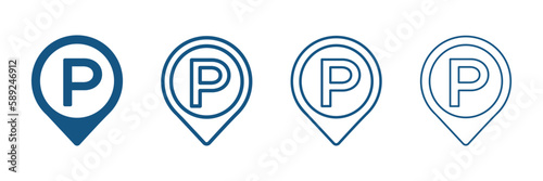 Parking vector signs set. Vector icons