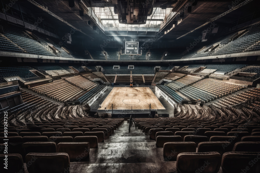 Obraz premium Basketball stadium. No people. Generative ai.