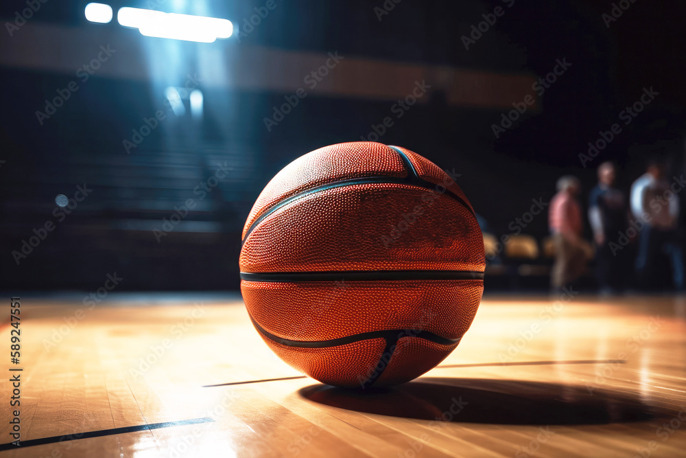 Close up shot of basketball. Generative ai. Close up shot of basketball. Generative ai.