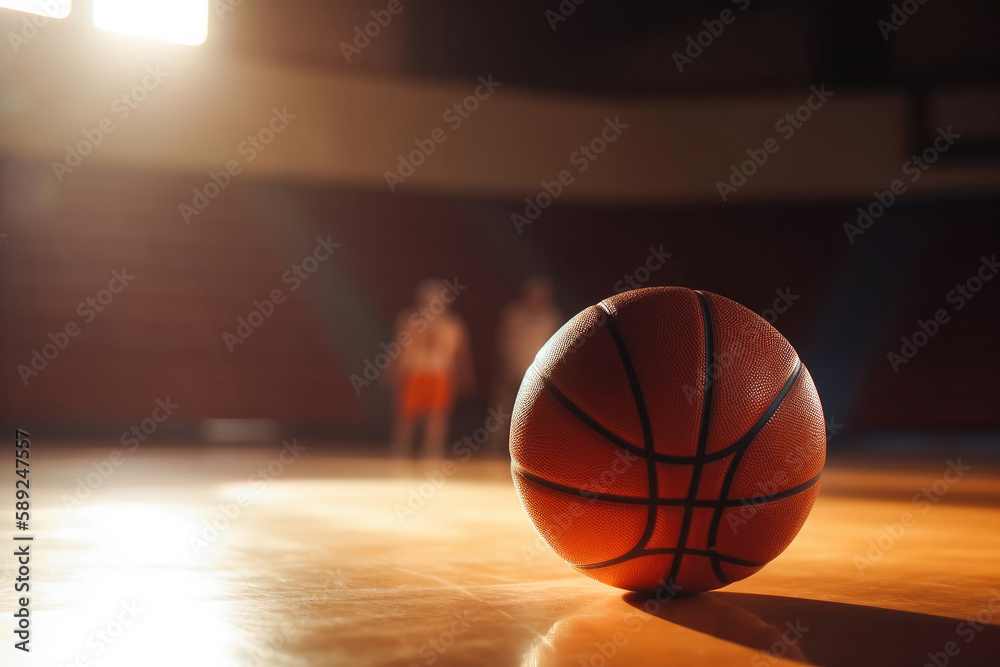 Close up shot of basketball. Generative ai. Close up shot of basketball. Generative ai.