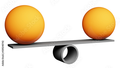 Tableau sur toile Finding balance, equality or stability concept with libra, scale, yellow balls o