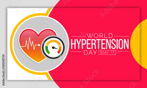 World Hypertension day is observed every year on May 17th. High blood pressure, also called hypertension, is blood pressure that is higher than normal. Vector illustration.