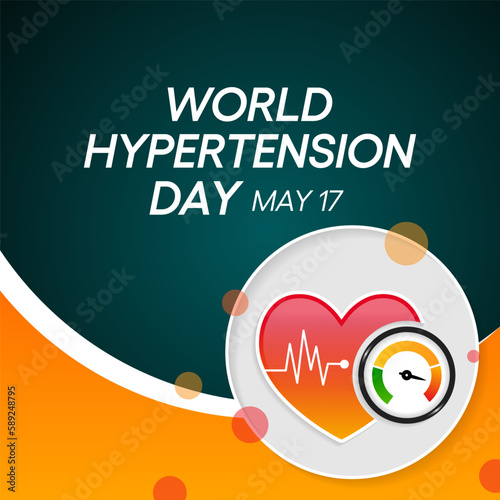 World Hypertension day is observed every year on May 17th. High blood pressure, also called hypertension, is blood pressure that is higher than normal. Vector illustration.