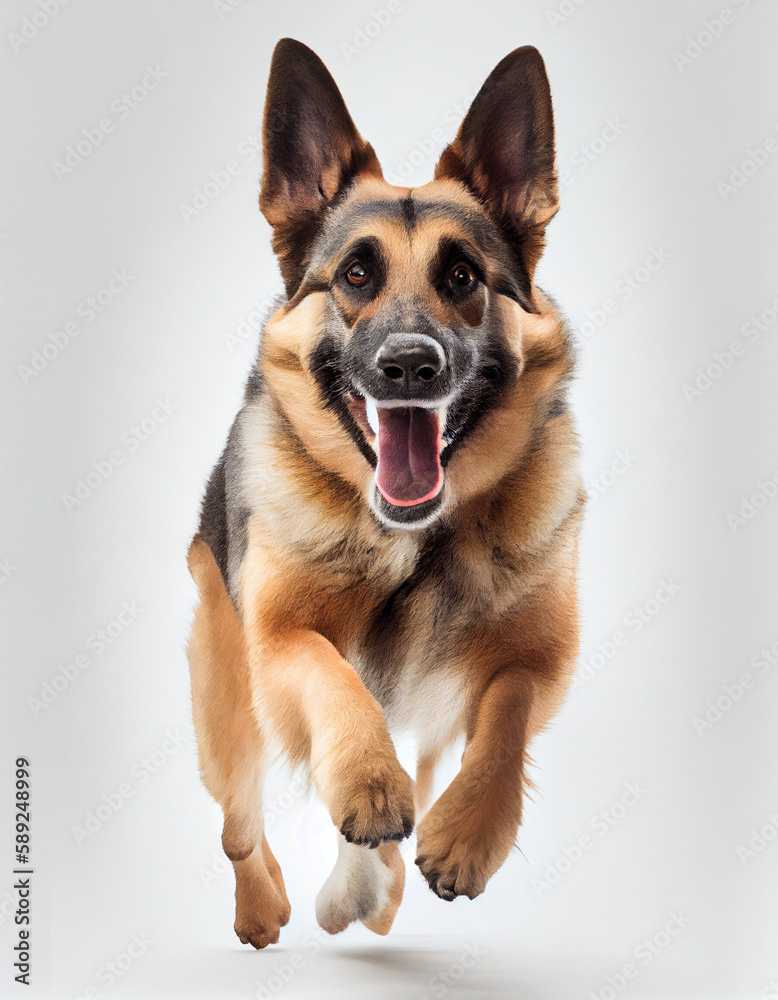 Happy and healthy dog. On a white background. generative AI
