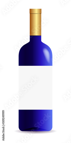 Vine bottle mock up template cyan color vector 10 eps