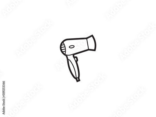 Hair dryer silhouette icon vector image. Small hair dryer icon or blow dryer vector image