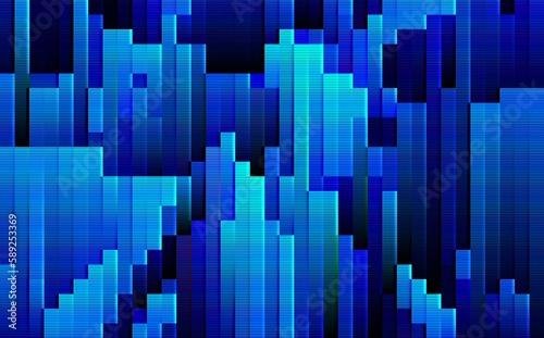 Modern 3D vertical bar stripe patterns. Blue cyan abstract mosaic stripes. Blue cyan background design. Suitable for presentation  template  card  book cover  poster  website  etc.